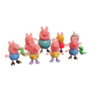 Peppa Pig Figure Lot of 8 Daddy Pig George Zoe Zebra Rebecca Rabbit Dinosaur Toy